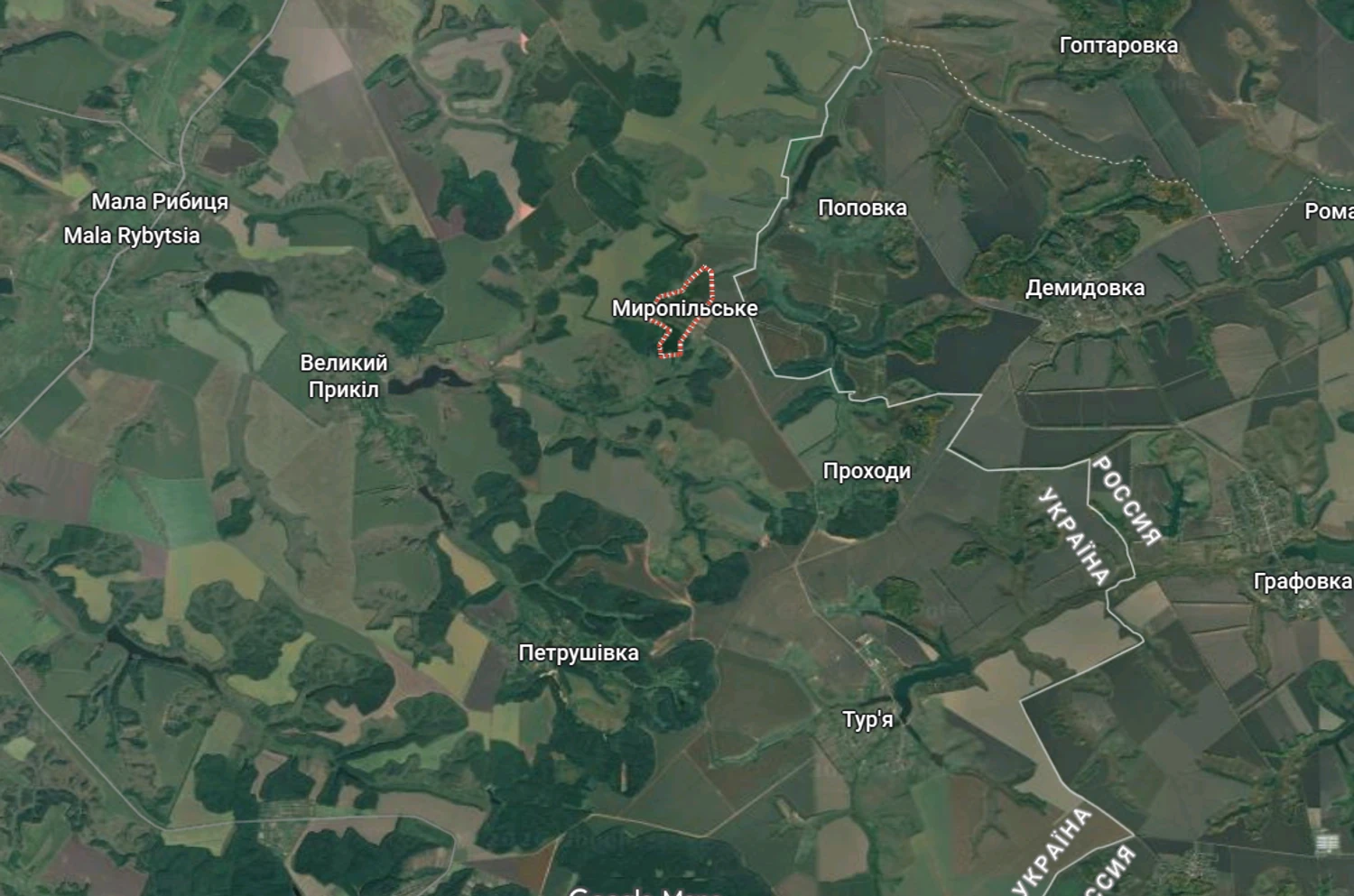 Сили оборони відступили в районі села Миропільське на Сумщині